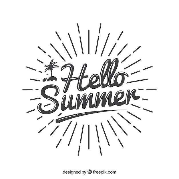 Vector summer lettering concept with sunrays