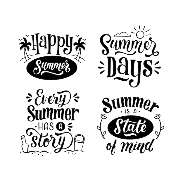 Vector summer lettering sticker set