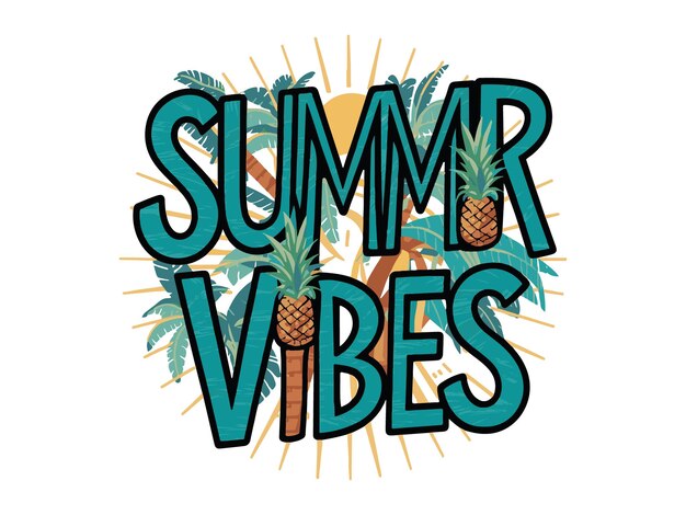 Summer lettering and text vector