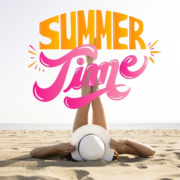 Vector summer lettering with photo