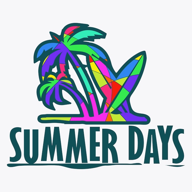 Vector summer logo flat design concept drawn