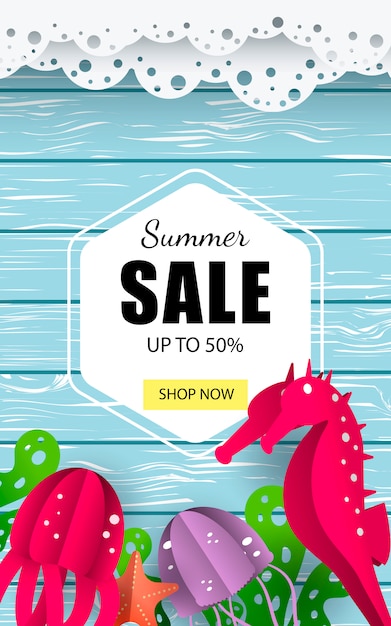 Vettore summer marine sale banner