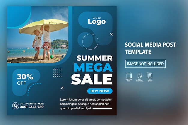 Vector summer mega sale social media post template