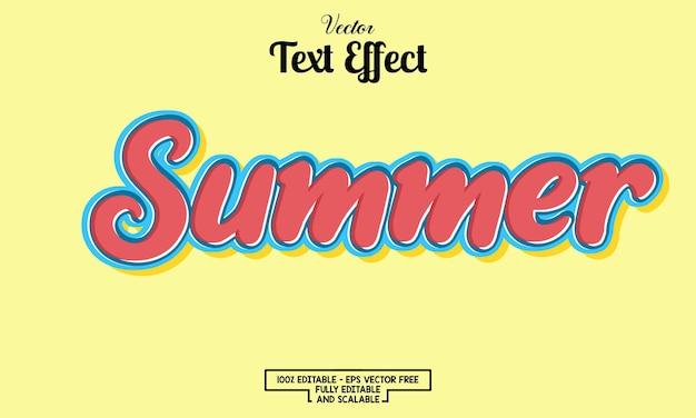 Vector summer and minimal font style editable modern text effect