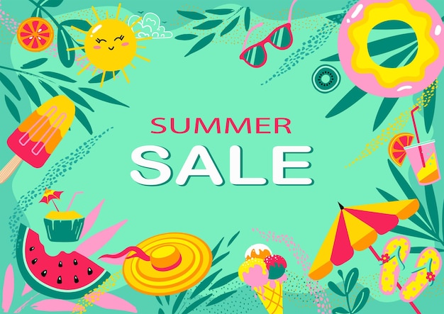 Summer mood vector banner template