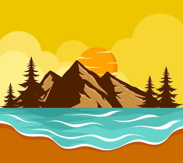 Summer mountain on the beach vector