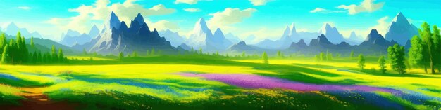 Vector summer mountain landscape vector illustration cartoon mountain natural simple landscape background