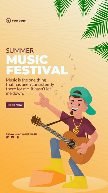 Summer music festival portrait template design