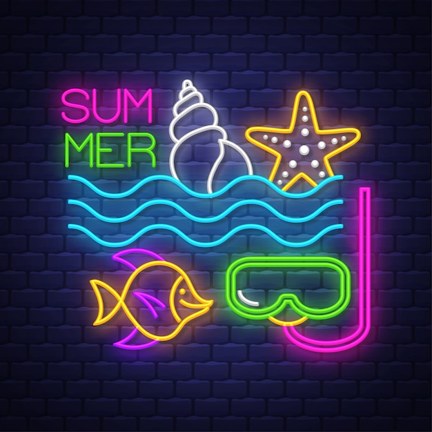 Summer . neon sign lettering