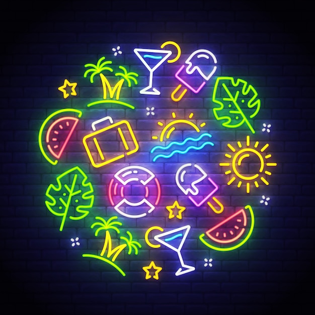 Vector summer neon sign