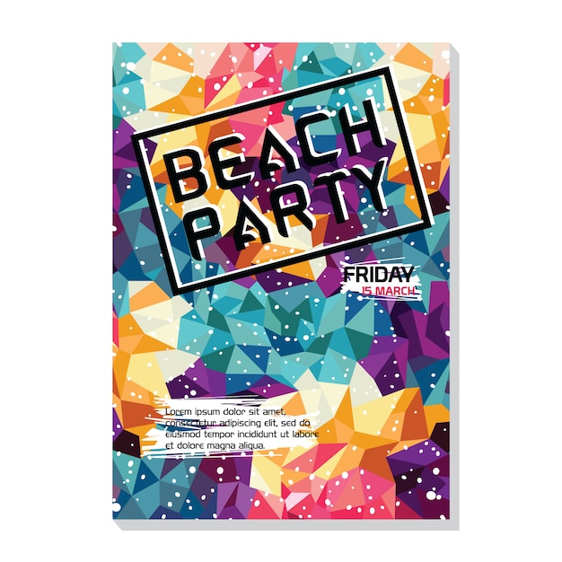 Vector summer night beach party poster flyer template