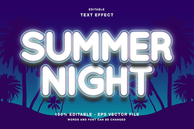 Summer Night Neon Dark Background Text Effect