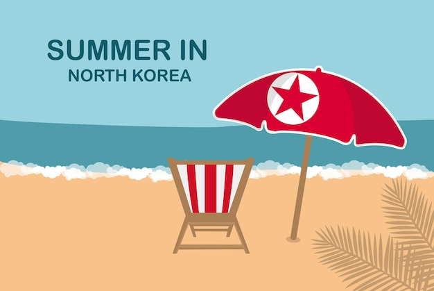 Estate in corea del nord sedia da spiaggia e ombrella vacanza o vacanza