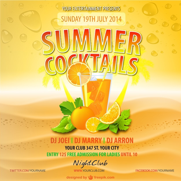 Vector summer orange juice party poster