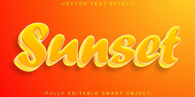 Vector summer orange sunset vector fully editable smart object text effect