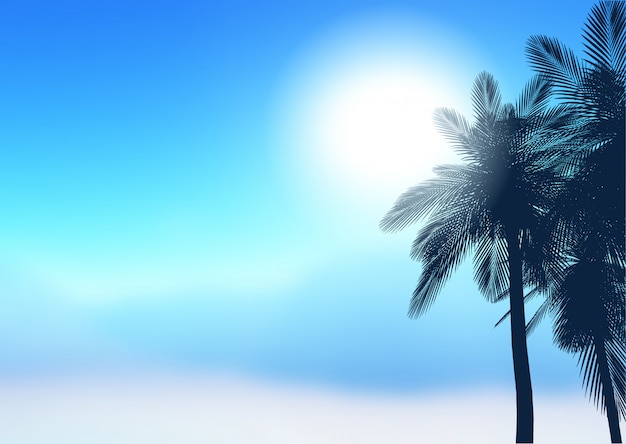 Vector summer palm trees on beach