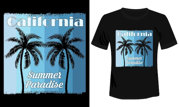 夏の楽園カリフォルニア t シャツ デザイン ベクトル図