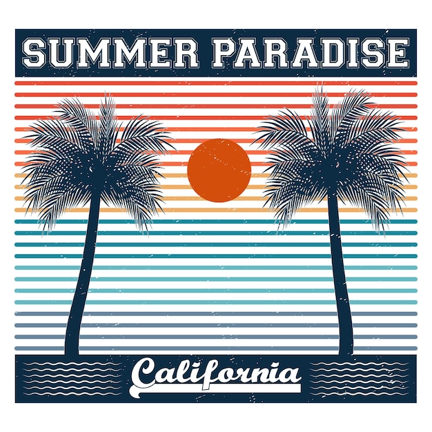 Summer Paradise California Tshirt Design Vector Illustration