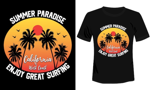 Summer Paradise California West Coast Geniet van een geweldig T-shirtontwerp met surfillustratie