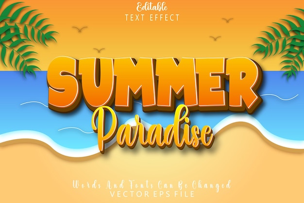 Summer Paradise Editable Text Effect Emboss Cartoon Style