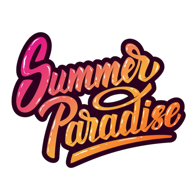 Summer paradise. hand drawn lettering phrase  on white background.  element for poster, postcard.  illustration