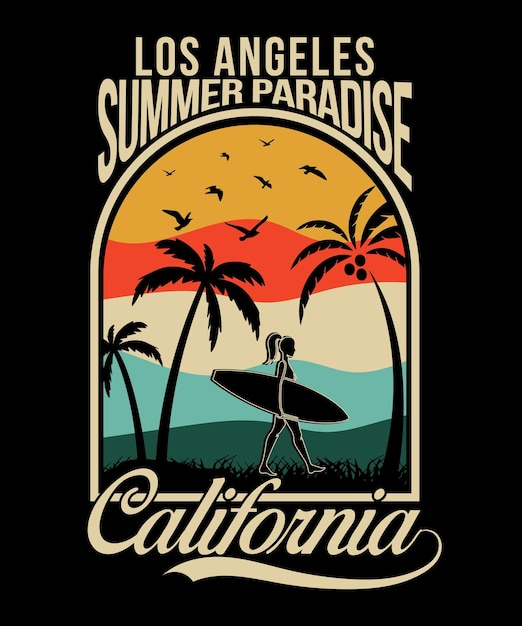 Summer paradise illustration t-shirt design.