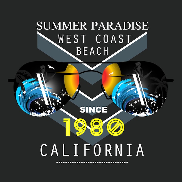 Tipografia grafica della maglietta del paradiso estivo per la stampa della maglietta illustrazione vettoriale vintage