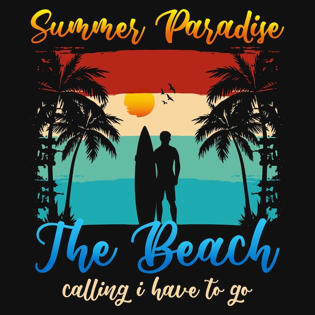 夏の楽園ビーチ t シャツ デザイン