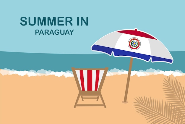 Vettore estate in paraguay sedia da spiaggia e ombrella vacanza o vacanza