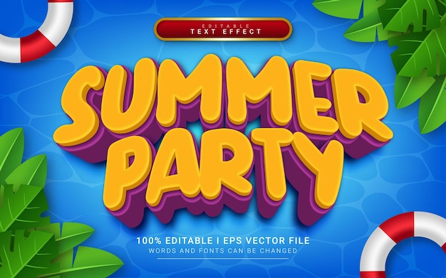 Summer party 3d style text effect