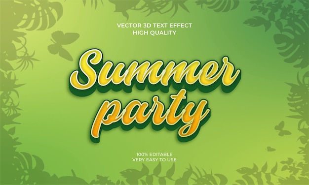 Летняя вечеринка 3d текстовый эффект в тропическом стиле
