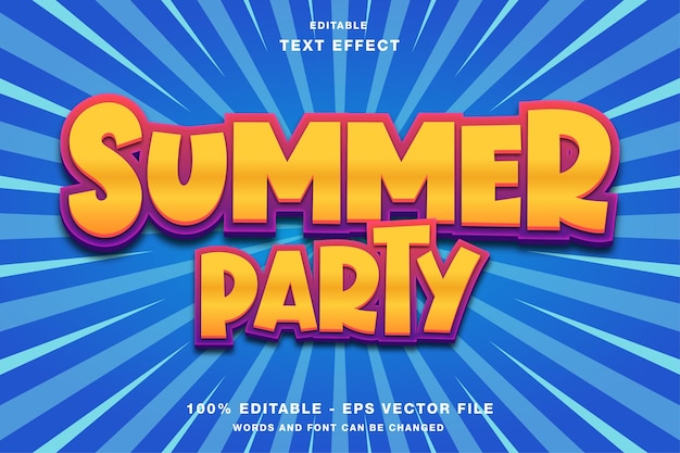Summer Party Cartoon Editable Text Effect