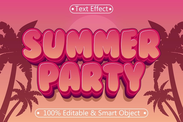 Summer party editable text effect 3 dimension emboss modern style