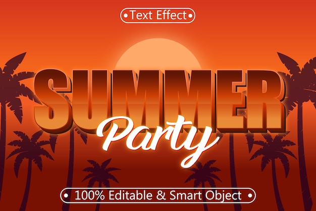 Summer Party Editable Text Effect 3 dimension Emboss Modern Style