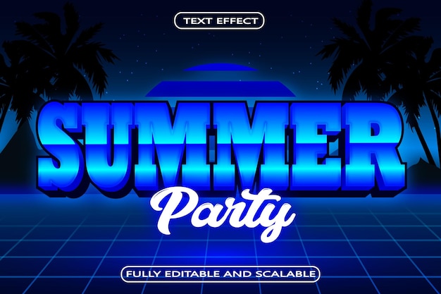 Summer Party Editable Text Effect 3 Dimension Emboss Modern Style