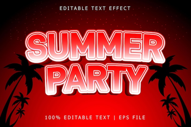 Summer Party Editable Text Effect 3 Dimension Emboss Modern Style