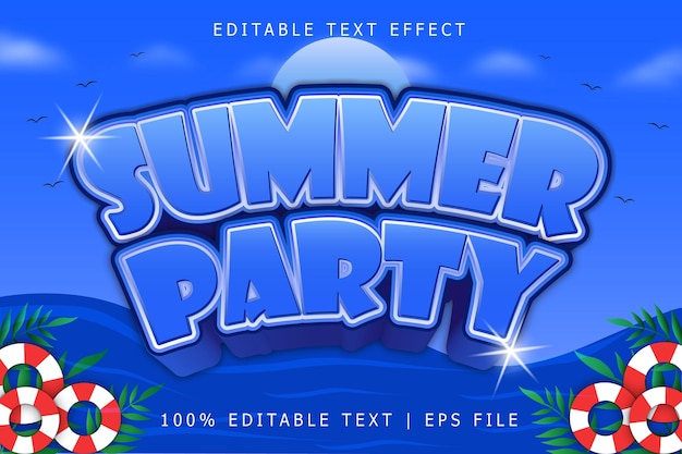 Summer Party Editable Text Effect 3 Dimension Emboss Modern Style