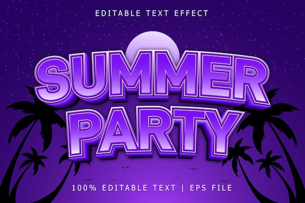 Summer party editable text effect 3 dimension emboss modern style