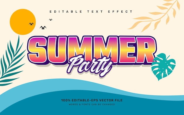 Summer party editable text effect template