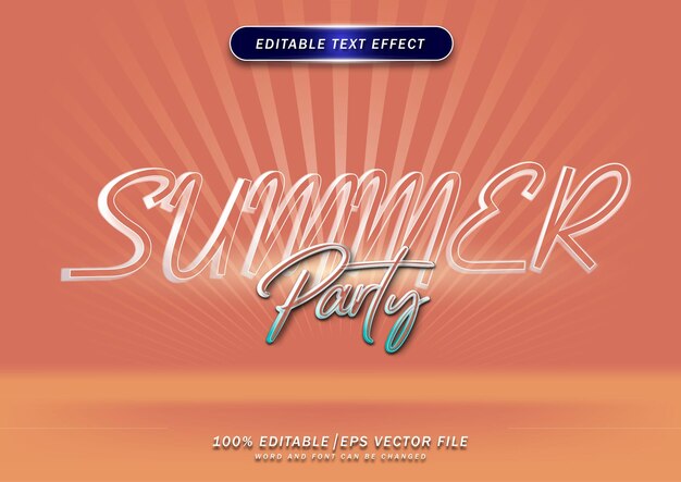 Vector summer party editable text effect