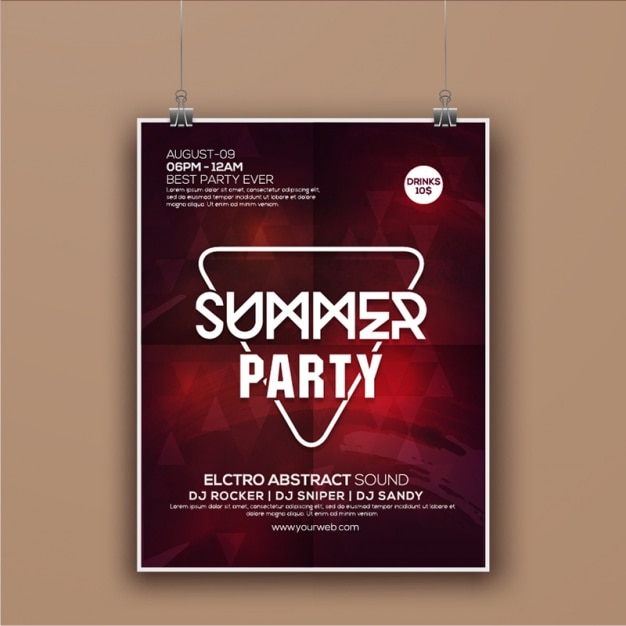 Summer party flyer with geometric shapes