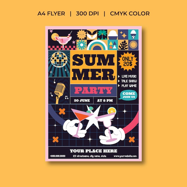 Vector summer party flyer