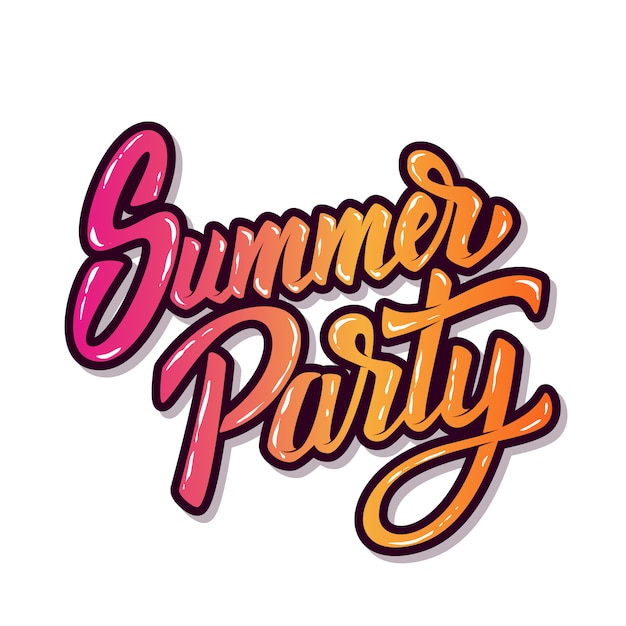 Summer party. hand drawn lettering phrase  on white background.  element for poster, flyer.  illustration