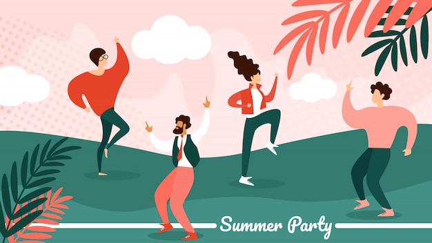 Vector summer party horizontal banner. music festival
