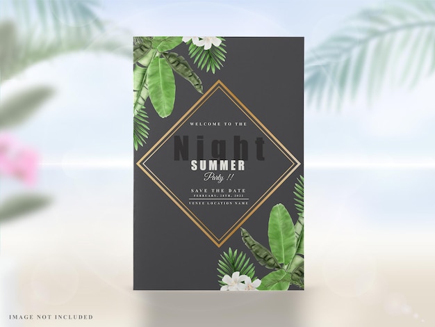 Summer party invitations floral greenery