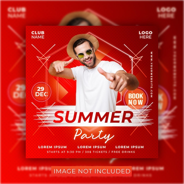 Vector summer party post template design