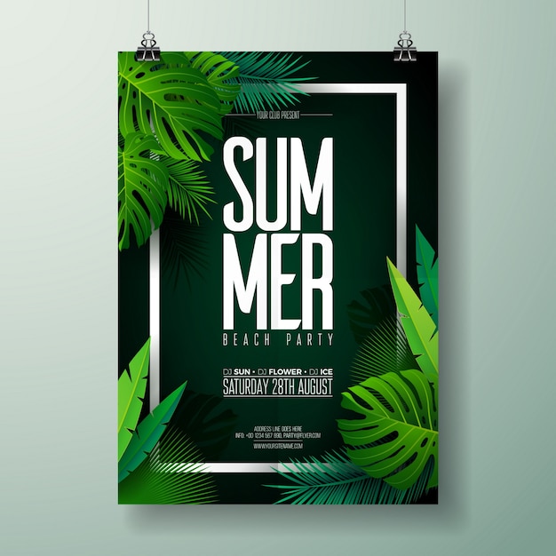 Vector summer party poster template