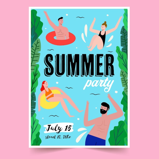 Vector summer party poster template