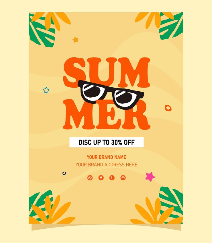 Vector summer party vector poster invitation template with hello summer greeting text in colorful