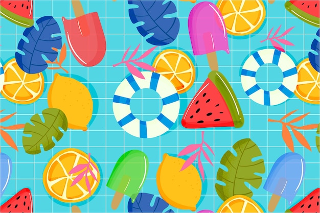 Vector summer pattern background for zoom theme